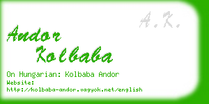 andor kolbaba business card